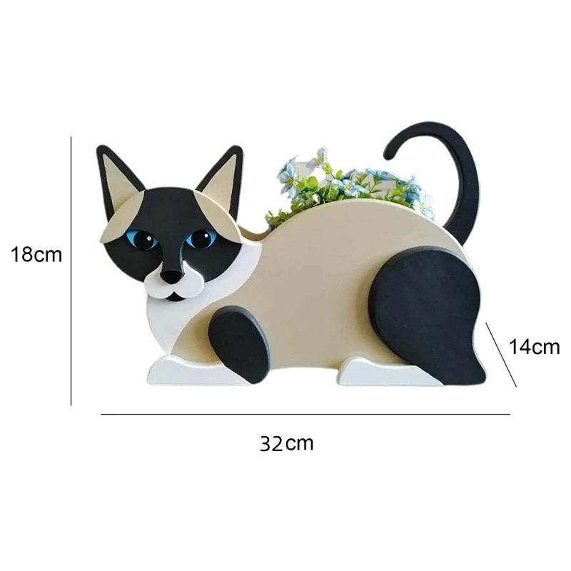 Cat Shaped Planter Garden Flower Pot Cat Animal Garden Animal Statue Sculpture Decor Garden Pots DIY PVC Flower Planter Garden