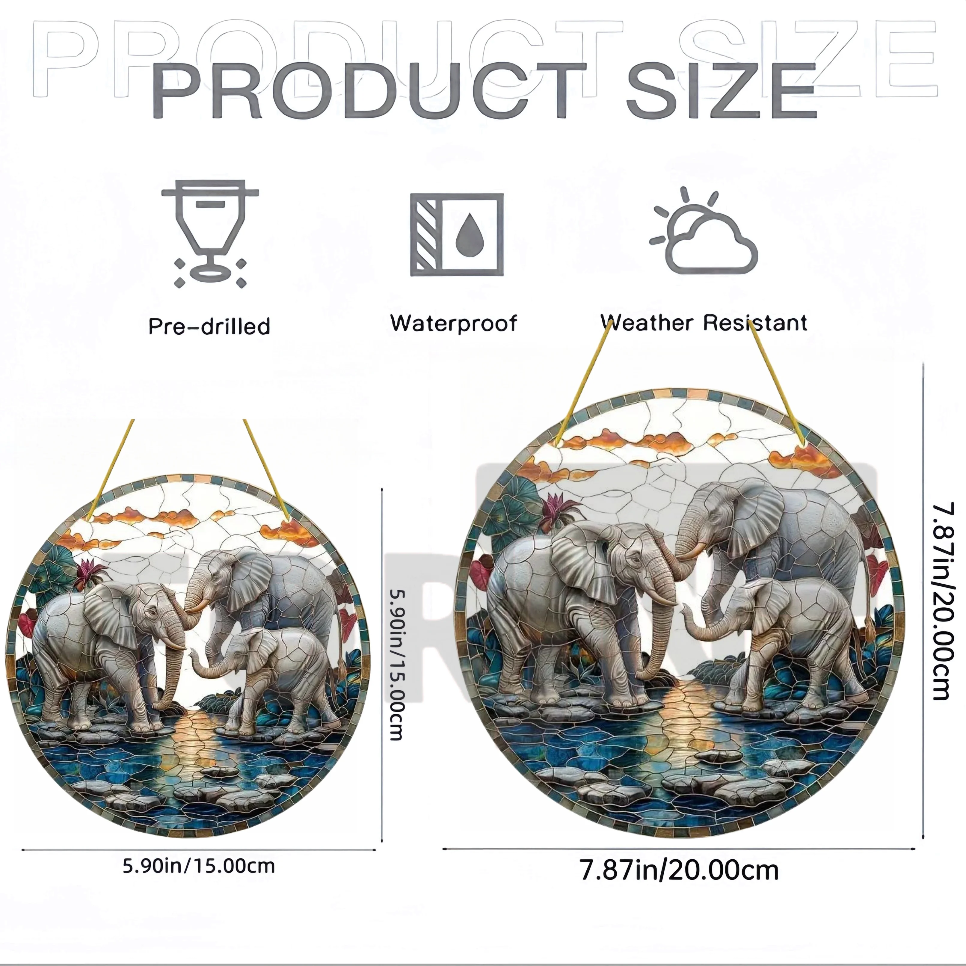 Animal World Elephants,lions,leopards Suncatcher,round Acrylic Translucent Window Hanging Sign,Home&room,Yard Farmhouse Decor