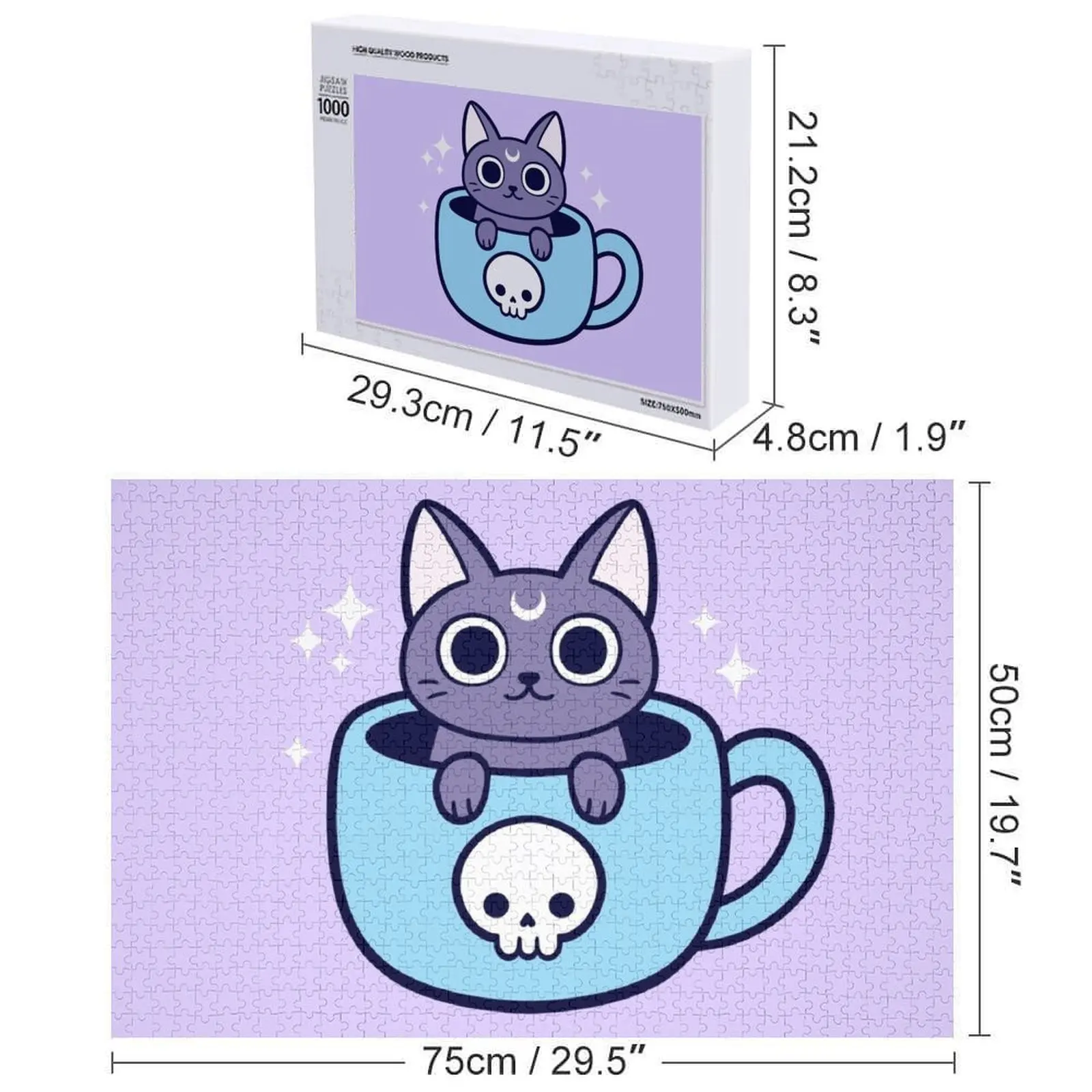 Tè magico nero / caffè Gatto Nikury Jigsaw Puzzle Giocattoli personalizzati Motori in scala Regali personalizzati per animali per bambini Puzzle