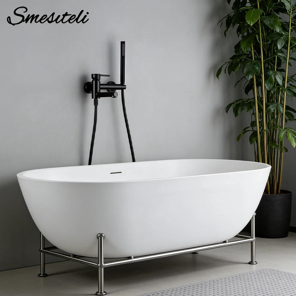 

Matte Black Shower Faucet Hot And Cold 2Ways Handheld Shower Round Rotatie Spout Bathroom Tap Wall Mounted Mixer