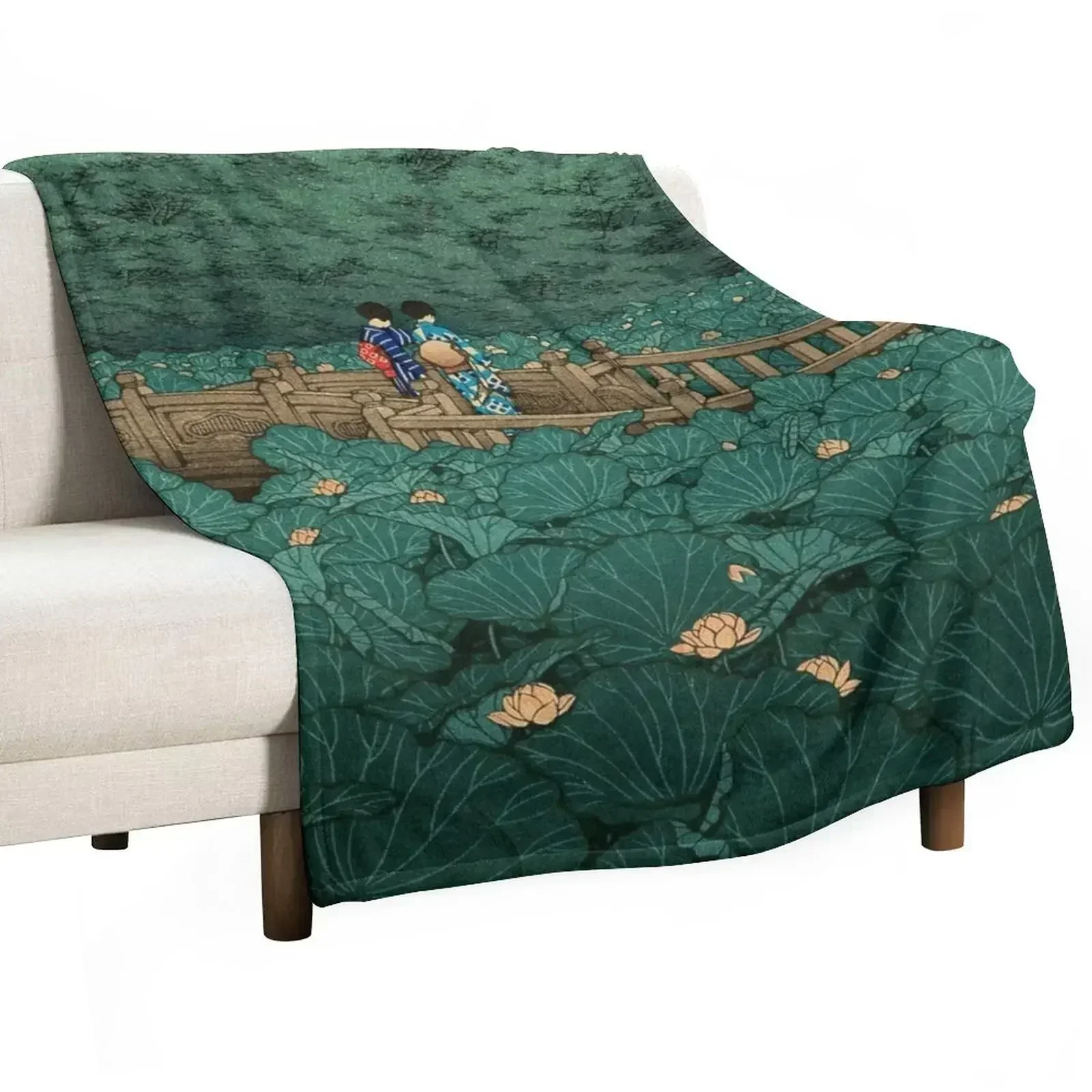 Shiba Benten ike - Hasui Kawase Throw Blanket Plaid on the sofa Decorative Throw Hairys Blankets