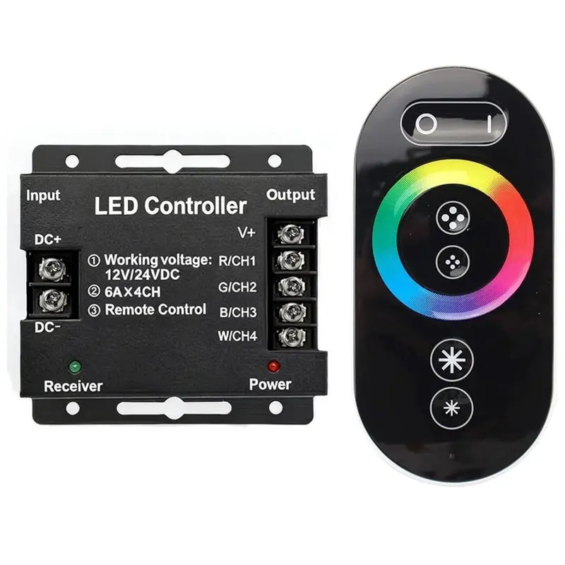 

AT82-PWM DC 12V-24V 24A Dimmer Switch For RGBW LED, Includes RF-Dimmable Slide Remote Controller