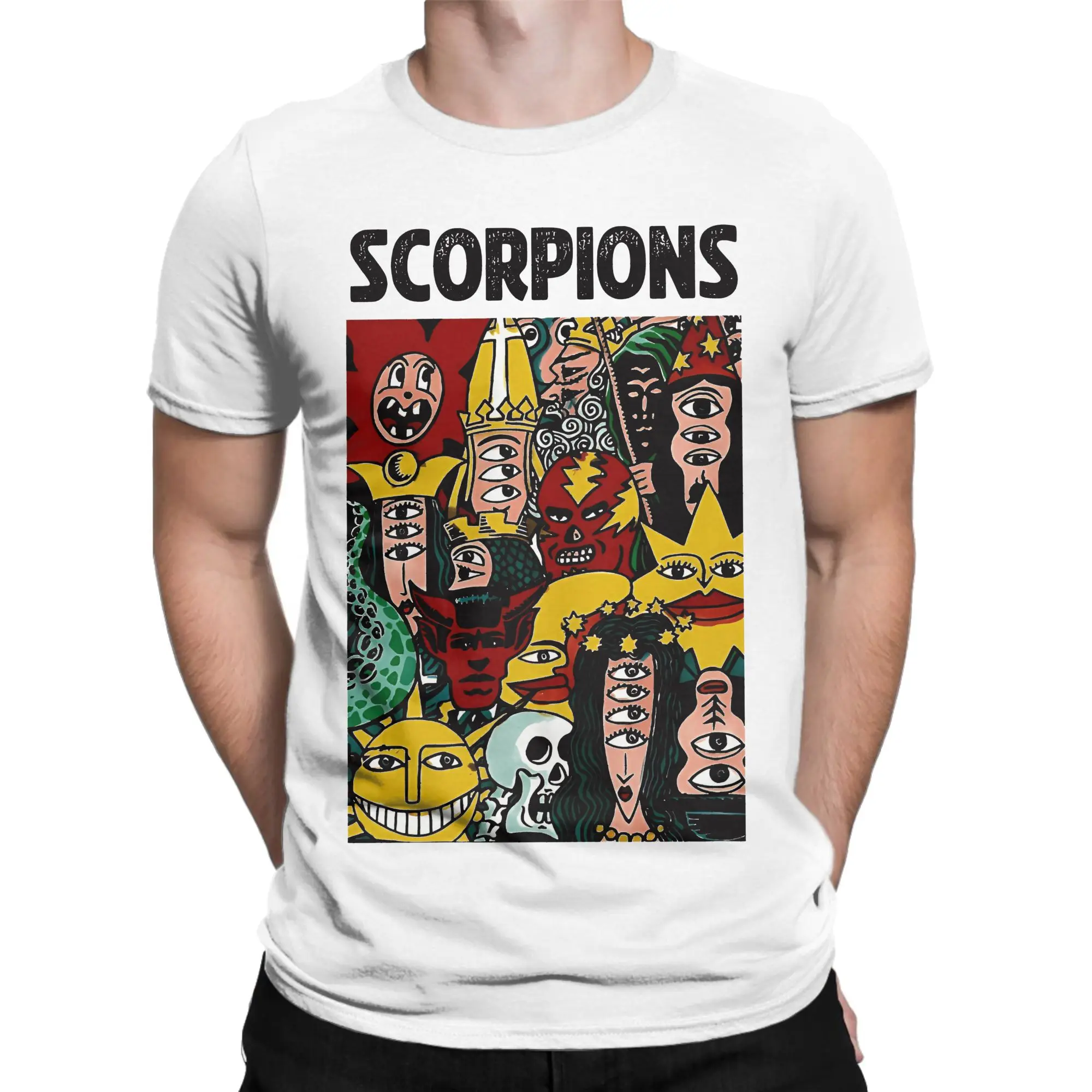 Men T Shirt Monsters Party of Scorpions T-Shirts Hip Hop  Summer Tees Y2K Funny Custom Logo Cotton Tops Birthday Gift