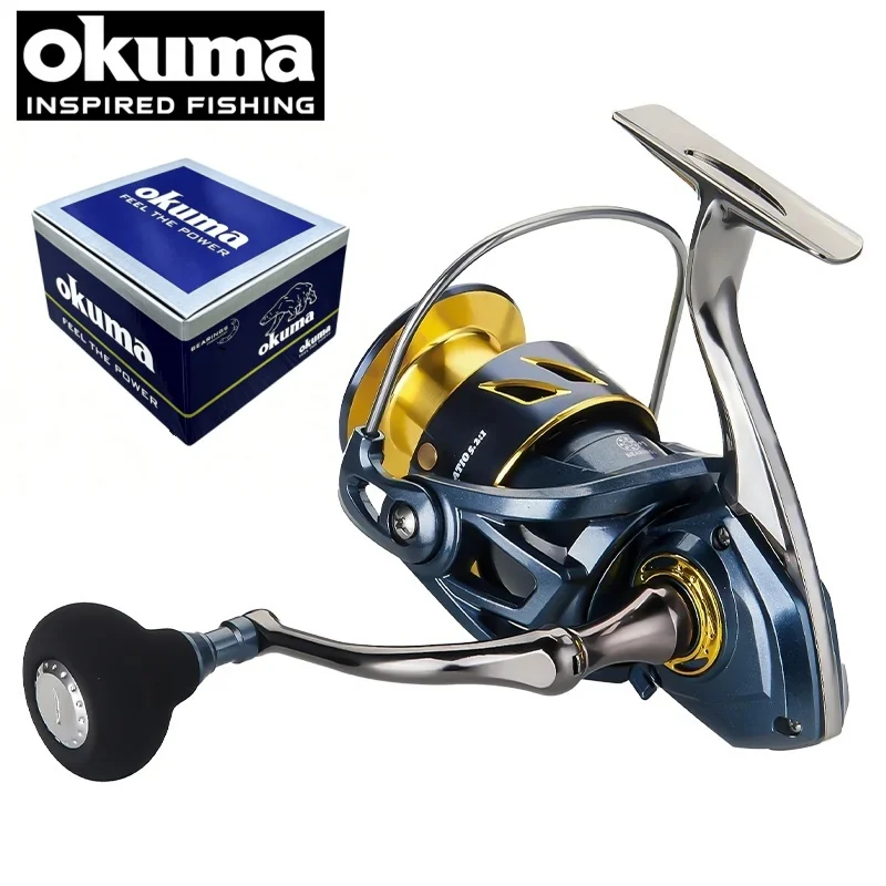 オクマスピニングフィッシングリール海水淡水用メタルスプール左-右交換可能トラウトカープフィッシングリール