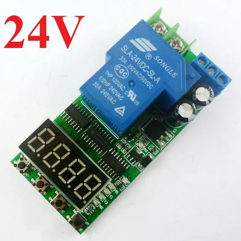 DC 24V 30A Multifunction Timer Delay Relay Module High Power On/Off Adjustable For PLC Motor LED Pump