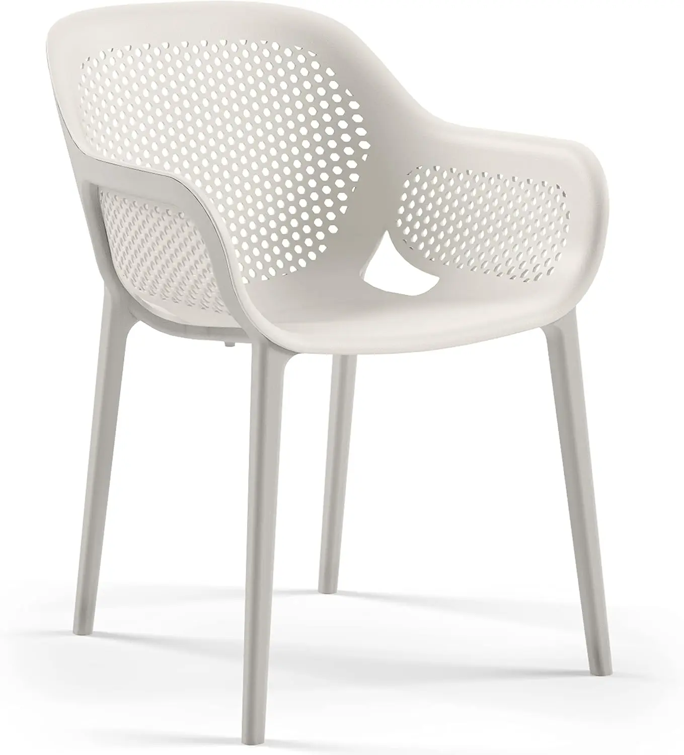 Modern Stackable Dining Side Arm Chair, Cool Grey Patio Chair, interior ou exterior, Conjunto de 2