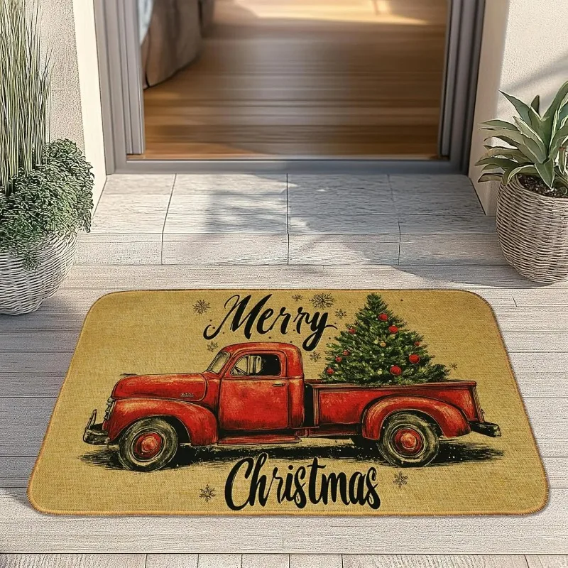 

Merry Christmas Door Mat Welcome Floor Mat Anti-Slip Front Doormat for Bedroom Bathroom Indoor Porch Decor Entrance Rug for Home