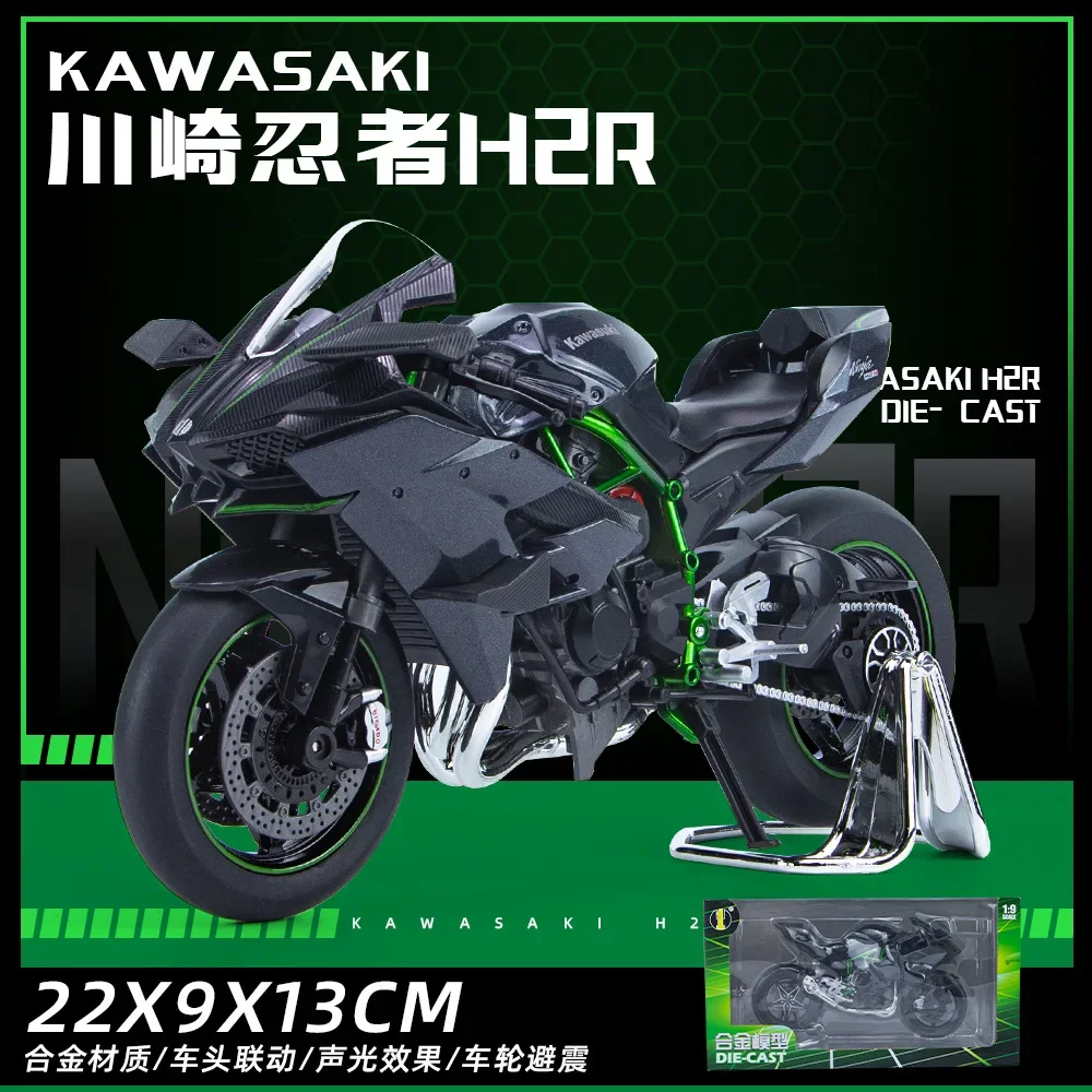 

1:9 Kawasaki Ninja H2R Model Simulation Alloy Motorcycle Metal Diecast Sound Light For Boy Toy Gift Collection M16