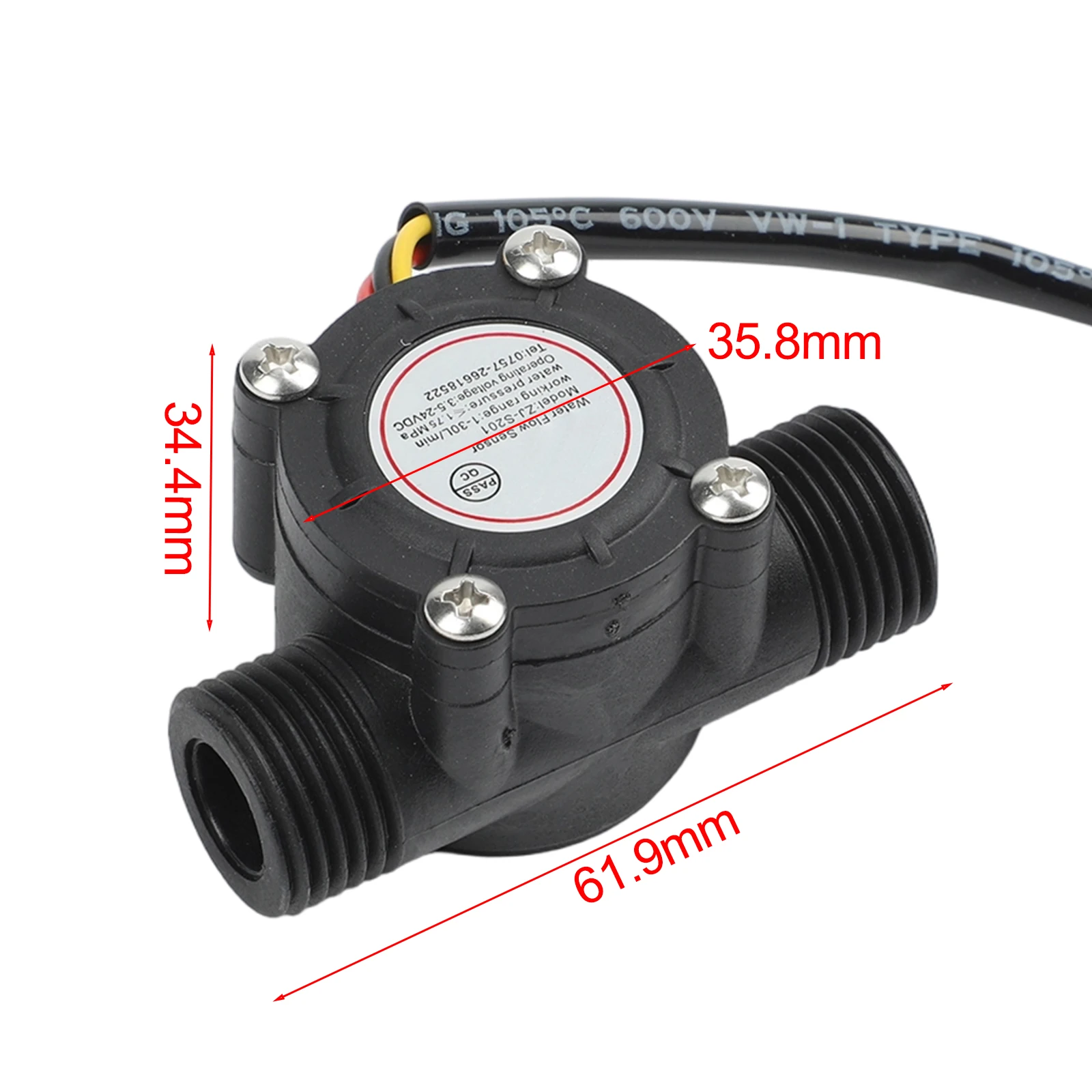 

G1 2 Threads Flow Meter Precise Flow Monitoring Food-Grade Plastic Sensor For Beverage Equipment Water Pressure