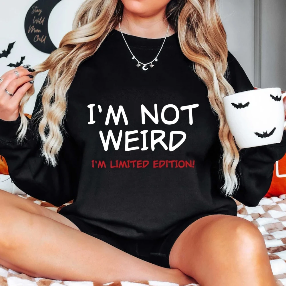 

Я не странный винтажный свитшот с графическим рисунком, женский свитер в стиле бохо, унисекс, с круглым вырезом, уличный топ, свободный крой на весну и осень