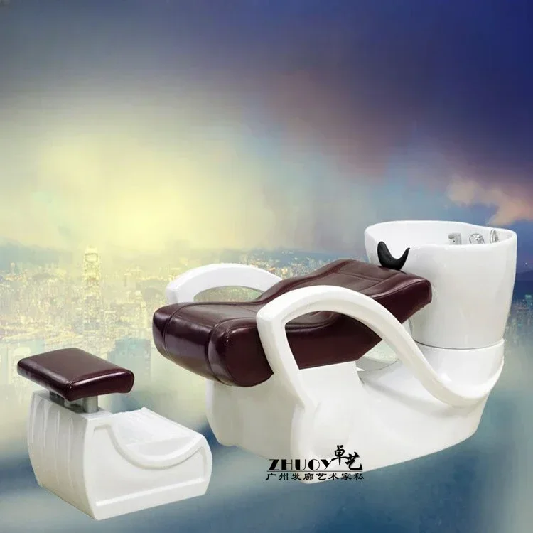 Kursi salon kecantikan mewah, tempat keramas khusus salon rambut, tempat keramas semi-reclining atmosferik, tempat keramas fiberglass untuk tukang cukur