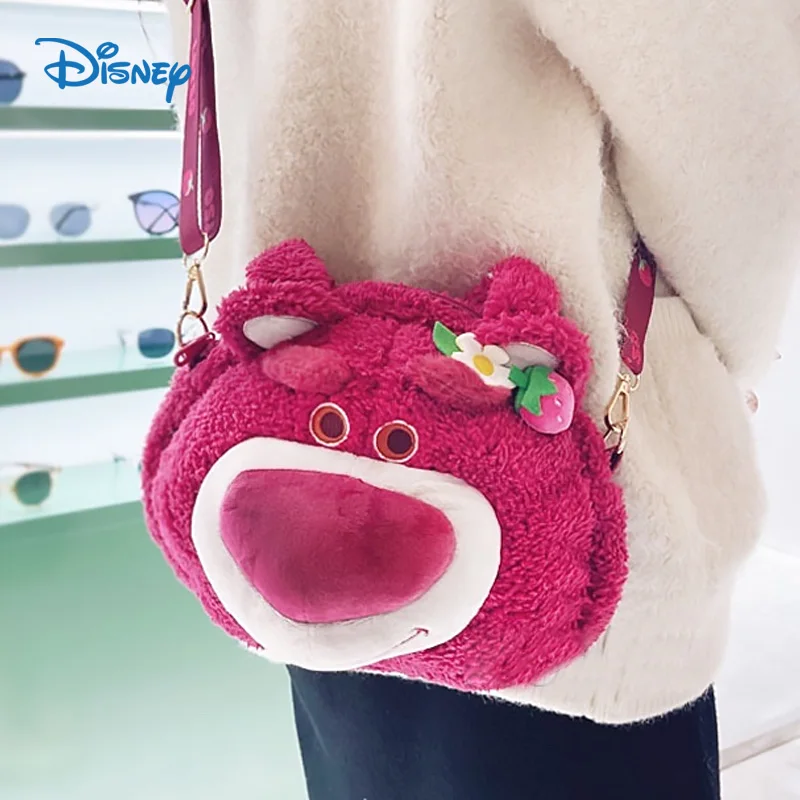 Kawaii Disney Lotso Bear Toy Story Plush Backpack New Cute Cartoon Handbag Crossbody Shoulder Stuffed Animal Bag For Girls Women