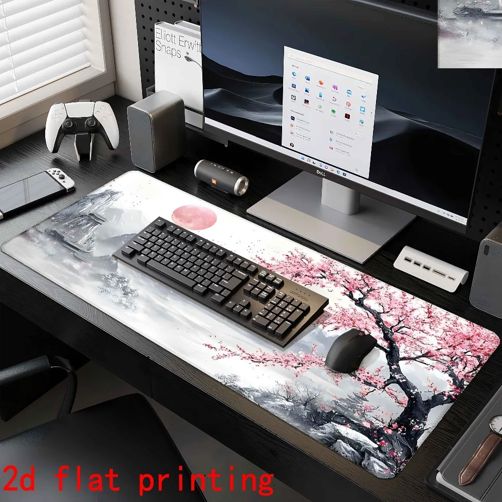 elegant Cherry Blossom Mountain Landscape for Mouse Pad' Rubber Material, Precise Lock-edge Stitching Process, Gift Decoration