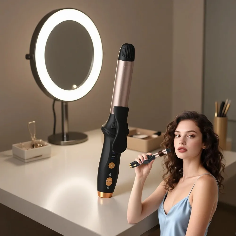Mini USB Rechargeable Cordless Curling Iron 4000mAh 3 Heat Levels Portable 200M Negative Ions 0.98 Inch