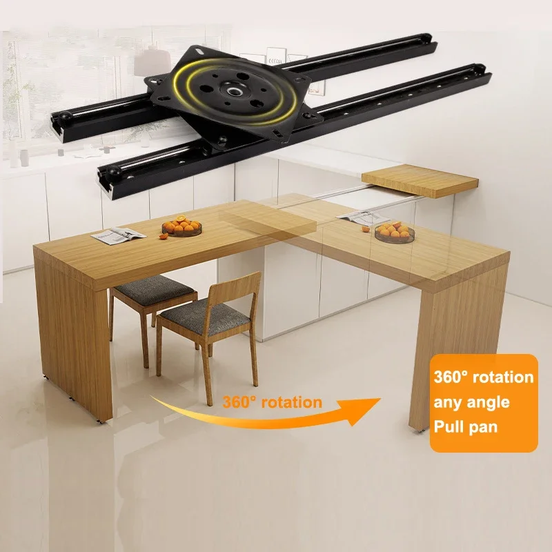 Top Rail System Rotating Mechanism Pull Out Expandable Countertops Accessories Sliding Table for Kitchen Island Extension
