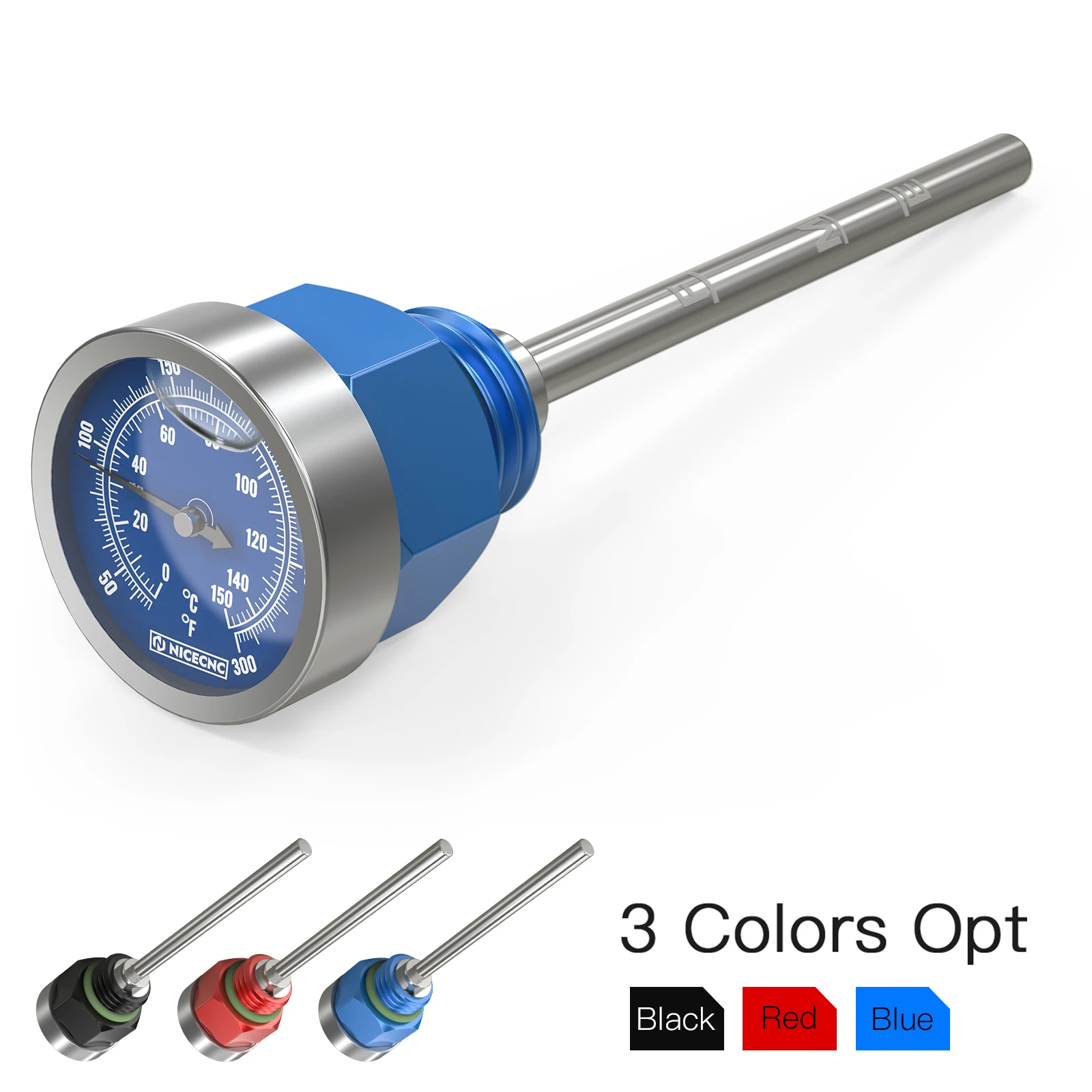 NICECNC Aluminum ATV Oil Dipstick w/ Temperature Gauge For Yamaha YFZ450R YFZ450X 2009-2024 18P-15362-01-00 18P-15362-00-00