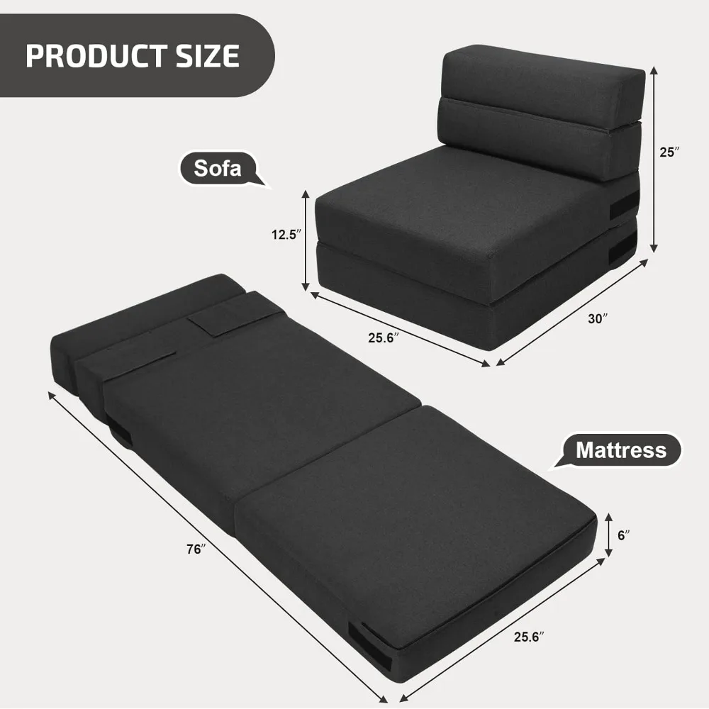 Folding Sofa Bed - Convertible Chair Floor Couch & Sleeping Mattress - Foldable Memory Foam Sleeper home furniture