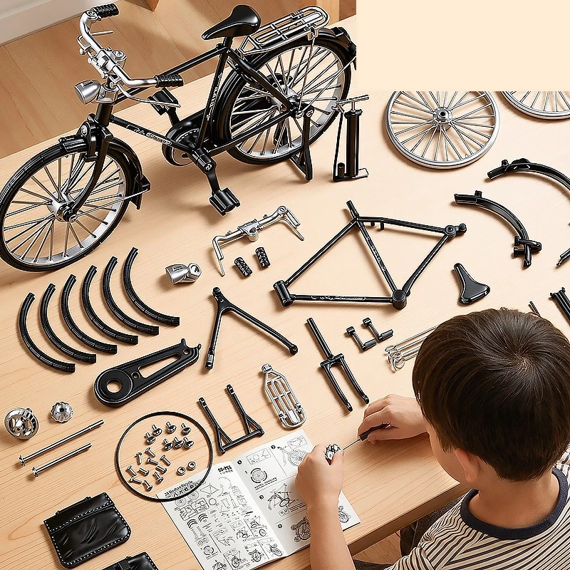 DIY Assembled Bicycle Model Ornament Mini Handcraft Bike Building Kit Decorative Desk Display Figurine Toy Gift For Collection view 2