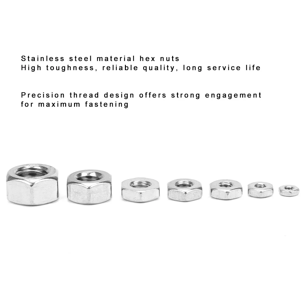360pcs Stainless Steel Hex Nuts Coarse Thread American System UNC Nuts Fasteners