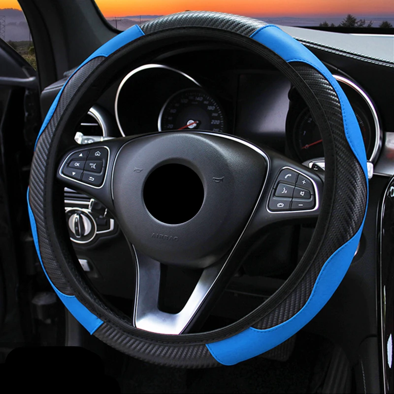 Car Accessories Carbon Fiber Pu Leather Steering Wheel Cover For Chevrolet Captiva Renault Clio 4 Suzuki Vitara Mg Zs Bmw E92