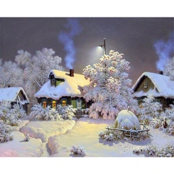 Landscape Winter Printed 11CT Cross-Stitch DIY Embroidery Patterns DMC Threads Handmade Painting Craft Sewing Floss  Stamped