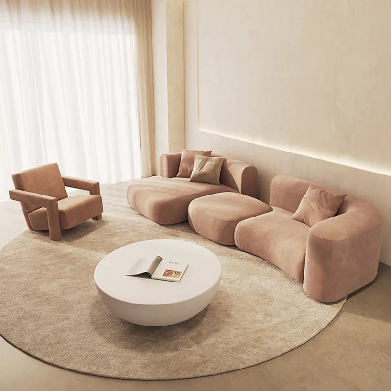 

# Minimalist Three-Person Sectional Sofa Light Luxury Frosted Fabric Large