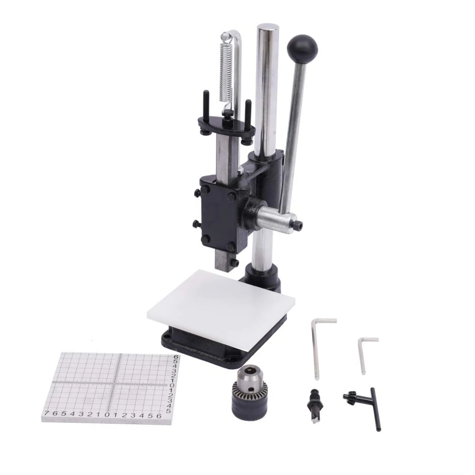 Manual Leather Stamp Press Imprinting Machine Arbor Punch Tool with PP Plate & Scale Aluminum Plate for Leather Craft