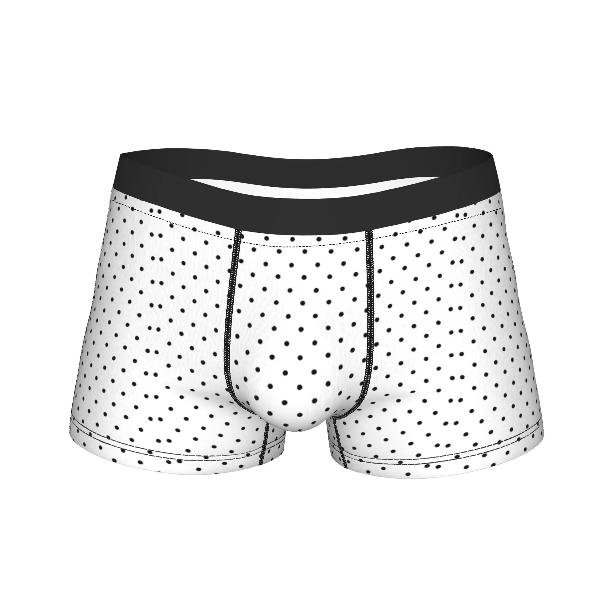 

Белые и черные трусы с принтом в горошек, мужские шорты-боксеры, дышащие, качественные, с принтом, больших размеров
