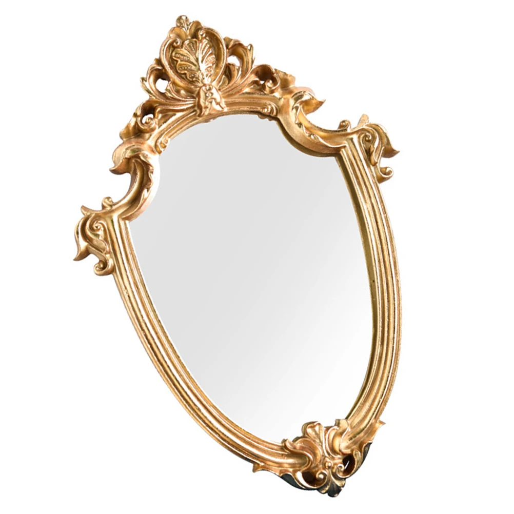 

Retro Golden Decorative Mirror High Definition Makeup Jewelry Vintage Furniture Decoration