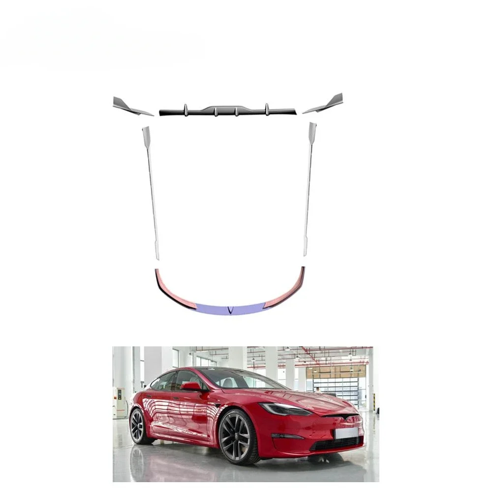 

Carbon Fiber Front Bumper Body Kits for Tesla Model S Plaid 2021-2023 include Front Lip+Side Skirts+Rear Diffuser+Rear Splitter