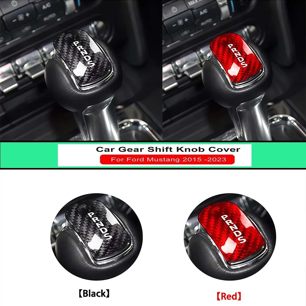 لفورد موستانج 2015 2016 2017 2018 2019 2020 2021 2022 2023 مقبض ناقل حركة السيارة غطاء رأس ملحقات الكسوة ألياف الكربون #1