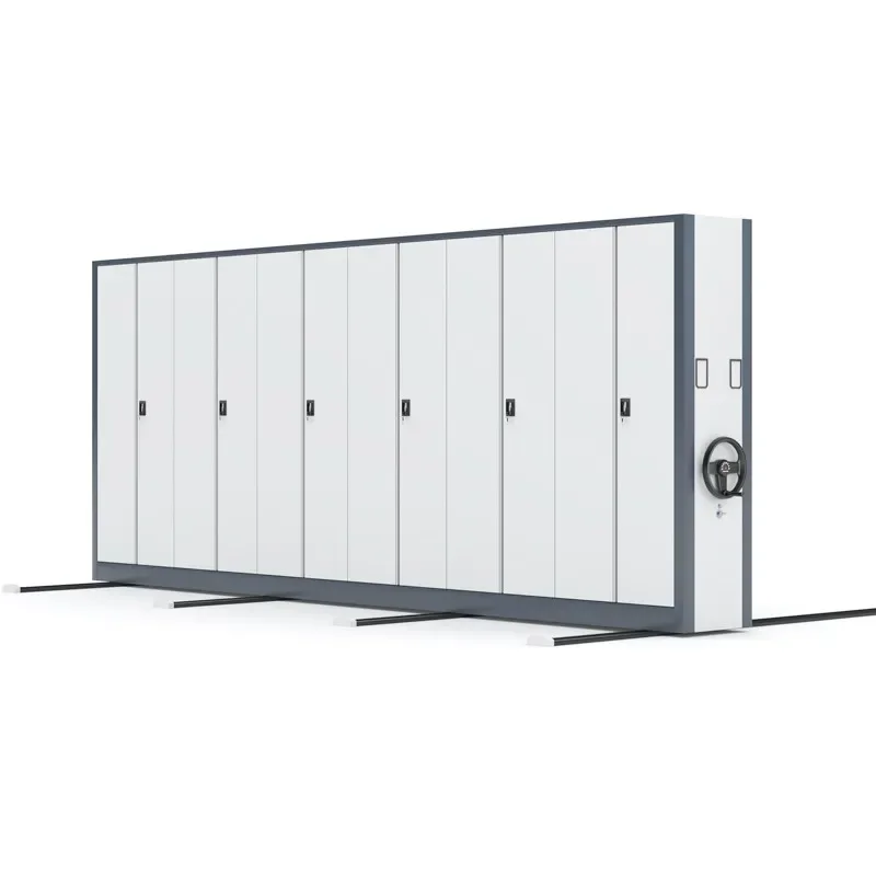Archives room, dense rack hand-cranked electric intelligence,financial hospital documents and vouchers, filing cabinet