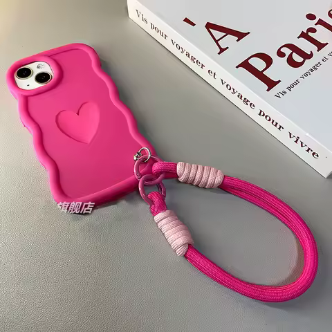 3D Love Heart+Lanyard Soft Phone Case For OPPO Reno 3 4 5 6 7 8 10 11 12 Pro 12F 11F 2F 2Z 5Z 6Z 7Z 8Z 8T 5G 4G Find X3 X5 Lite