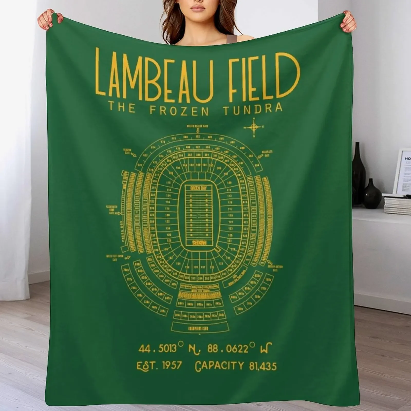 Green Bay Packers Lambeau Field Stadium Poster Print Throw Blanket Tourist christmas gifts Decorative Throw Flannel Blankets