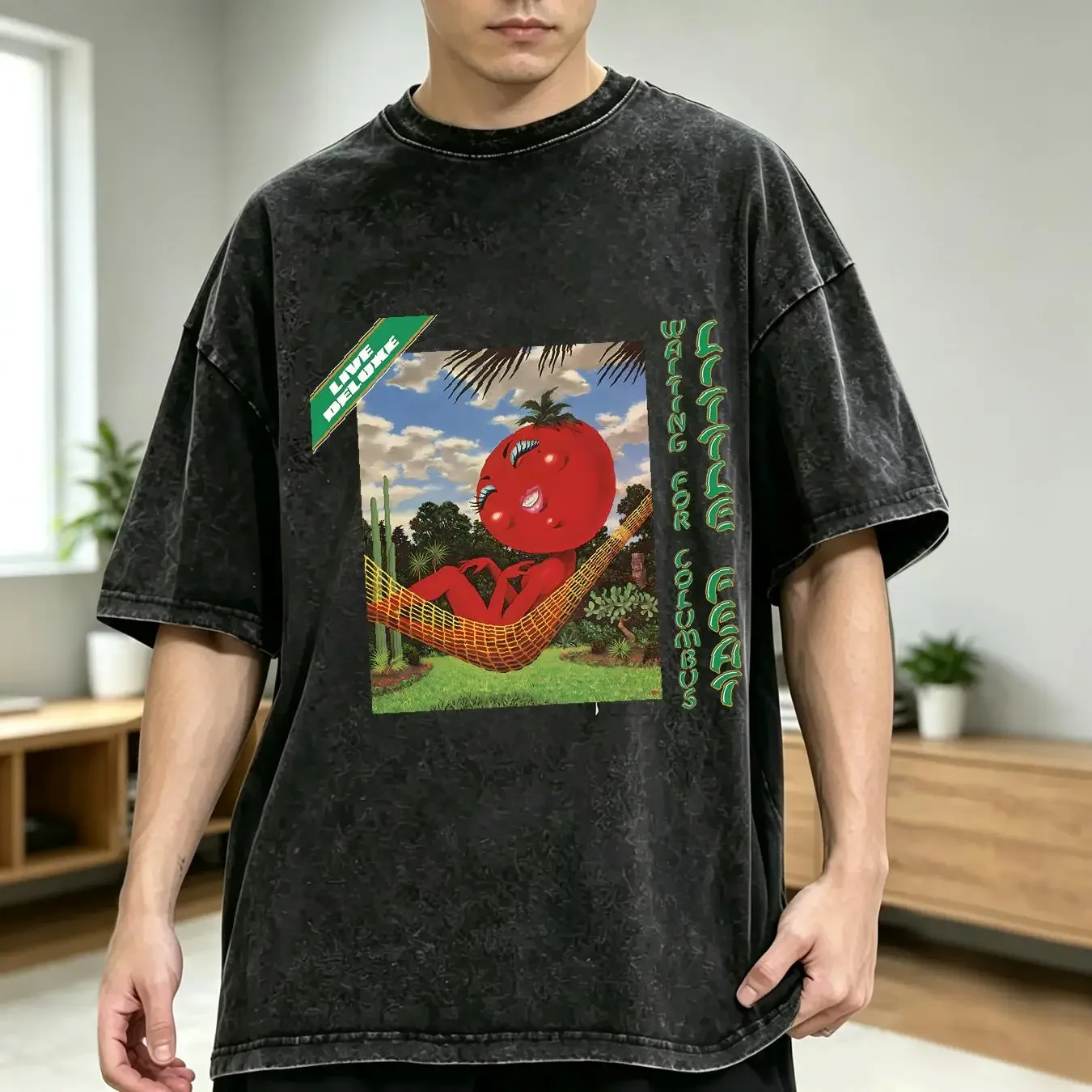 washed T Shirt Little Feat Waiting For Columbus U2619 vintage Washed Top For Everyday Wear Casual Unisex designer clothes