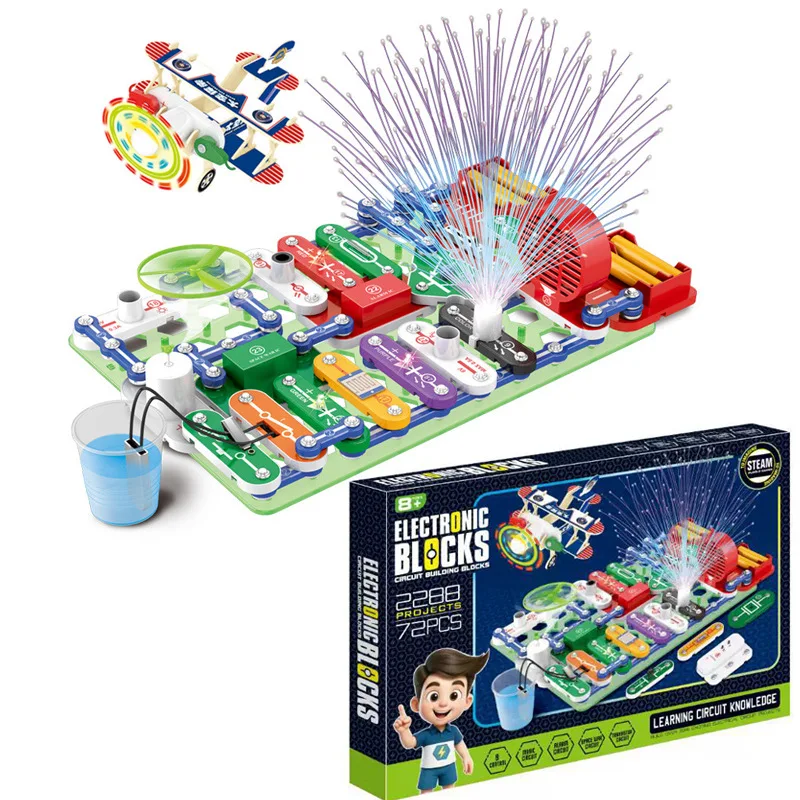 Education Circuit Building Blocks Set Electronic Blocks Science Experiment Physics Technology Toys Children Gift