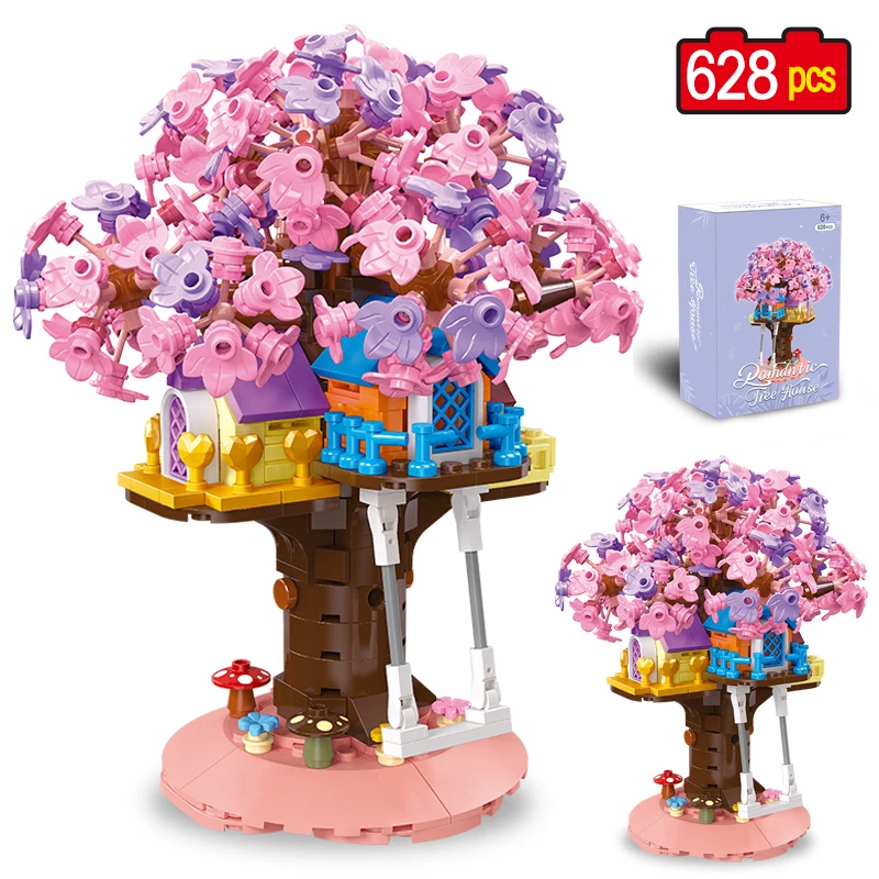 

628PCS Romantic City Flowers Tree House Model Building Blocks Home Decoration Brick Assemble Toys for Children Girls Gifts