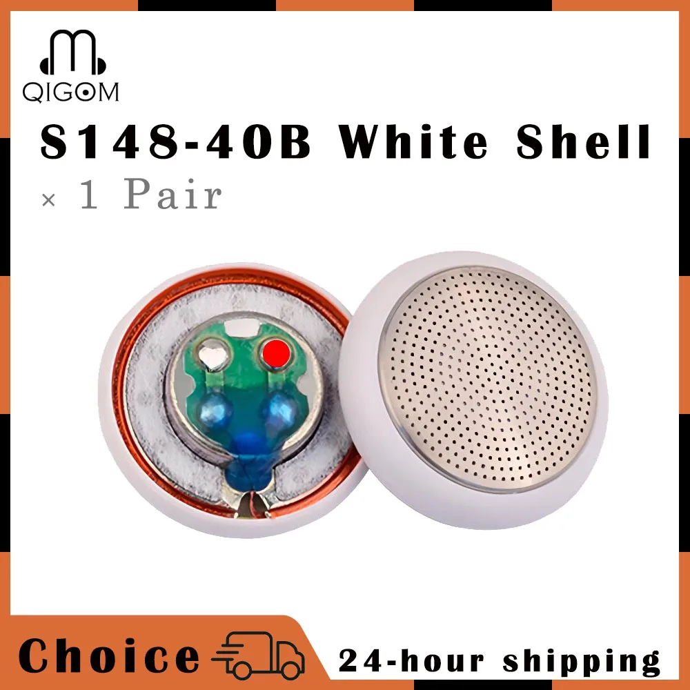 

QIGOM HIFI Earphone Speaker Unit 14.8MM Driver with White Shell 40Ω 115dB S148-40B Bass DIY Headset Units 1 Pair