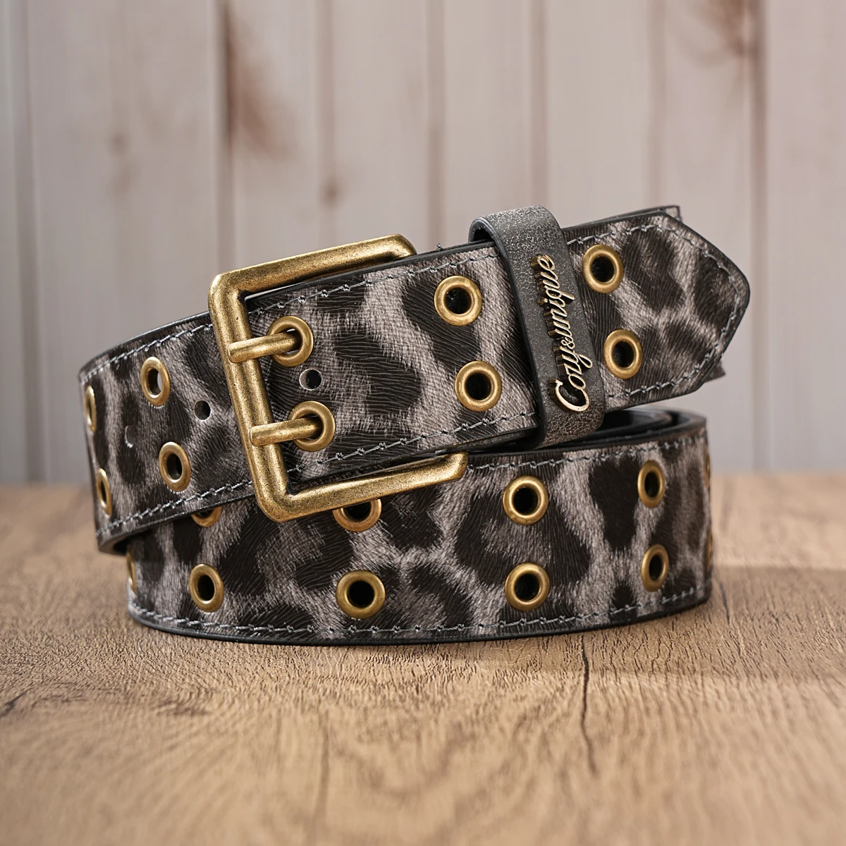 1 Piece - Classic Retro Belt - Men's and Women's Matching Design - PU Material with Metal Eyelets and Double-needle Buckle - view 3