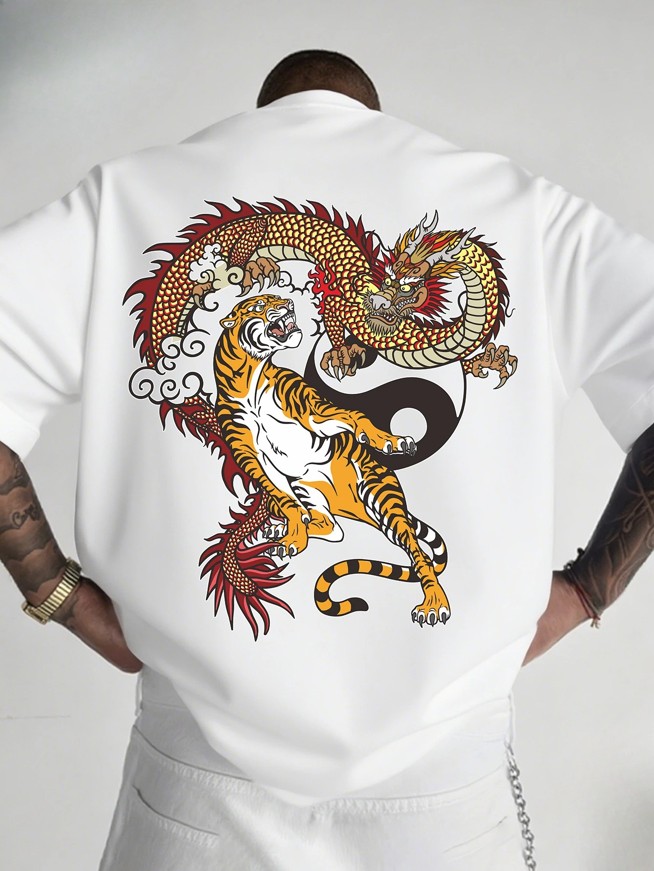 Sommer Herren T-Shirt - Street Style - Locker geschnitten - Geeignet für den täglichen sportlichen Gebrauch 100% Baumwolle Weicher und bequemer Stoff Trendig