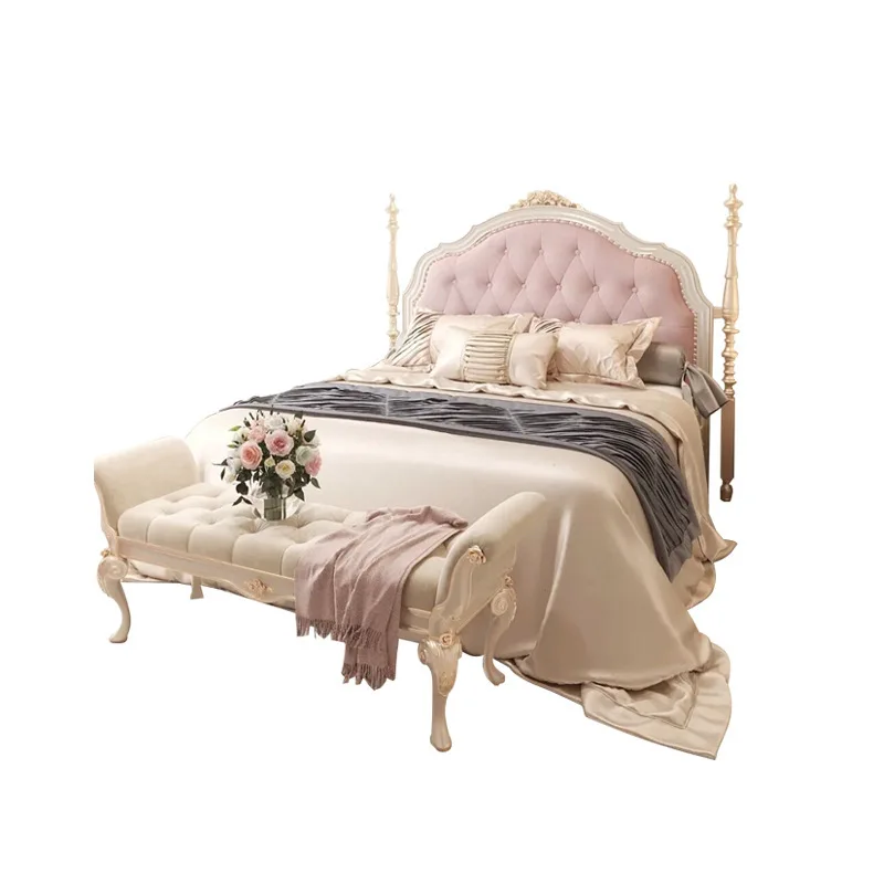 

American light luxury master bedroom double bed modern simplicity French luxury princess Internet celebrity carved wedding bed