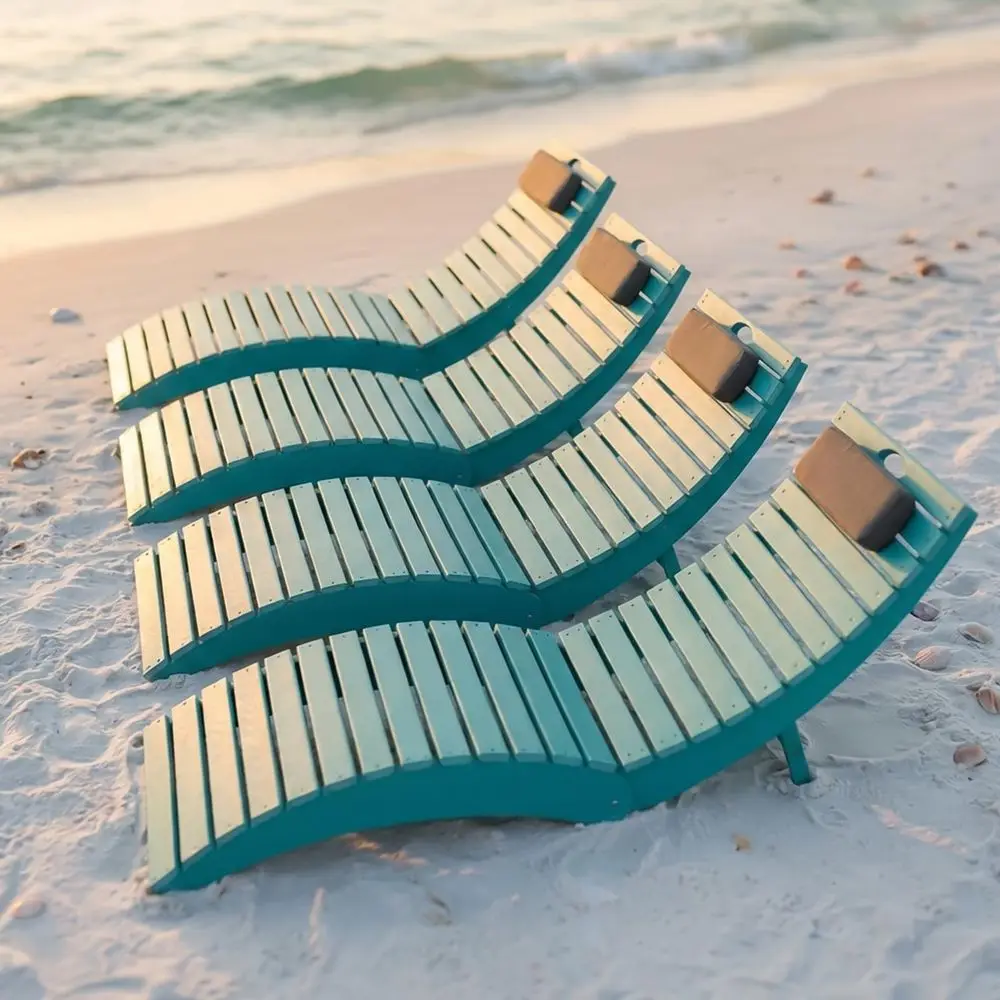 

Folding Pool Lounge Chairs Set of 4, PreAssembled HDPE Lounge Chair inPool Use, Patio Chaise Lounge Chair with Cup Holder Ideal