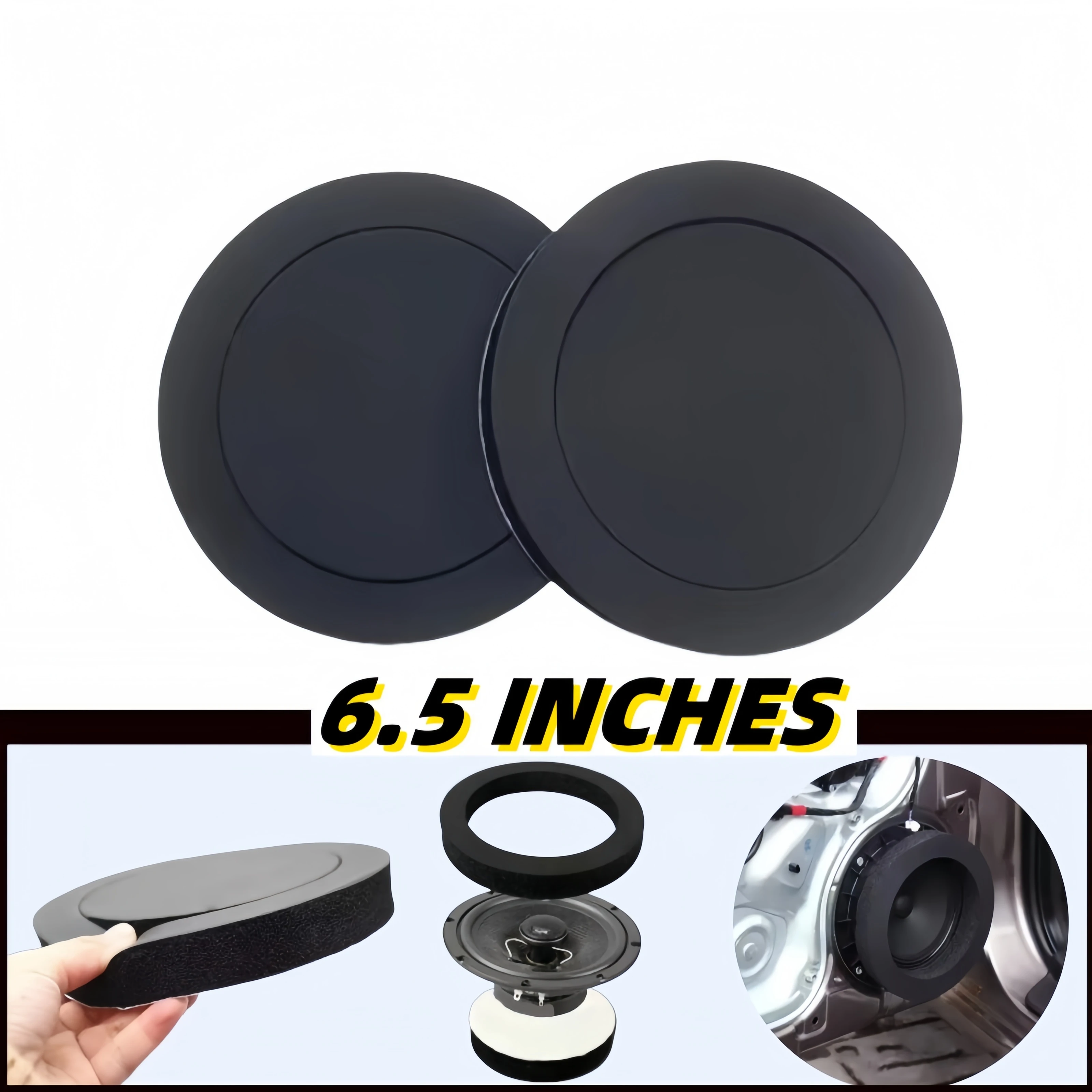 2 Piezas de Almohadillas de Espuma para Altavoces de Coche de 6.5 Pulgadas, Anillo de Aislamiento Acústico para Mejorar los Bajos, Accesorio de Modificación para Puerta de Woofer