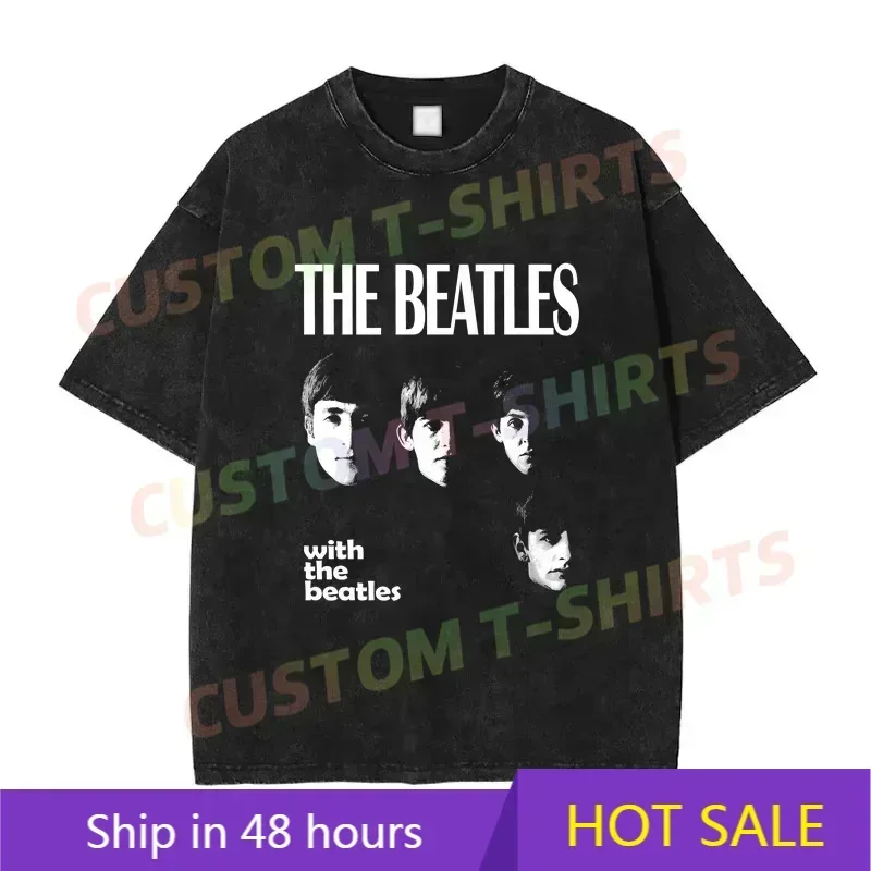

2025 Summer Vintage Cotton Washed The Beatle T-Shirt Loose T Shirts Men Y2K Hip Hop Top Tee