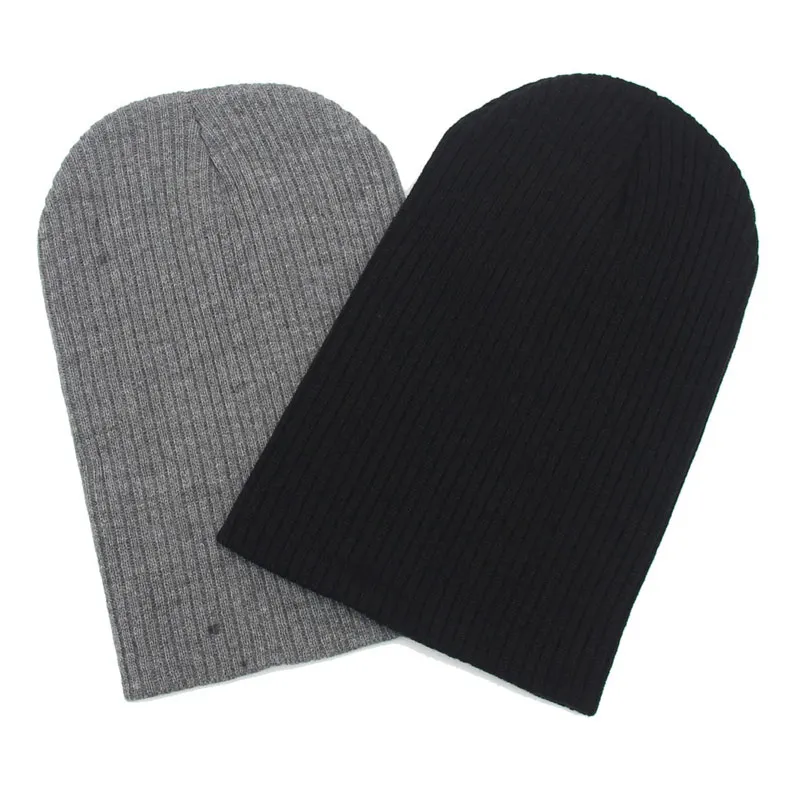 Stretchy Plain Knitted Hat Women Beanies Solid Skull Cap Winter Keep Warm Dark Green Grey Blue Black