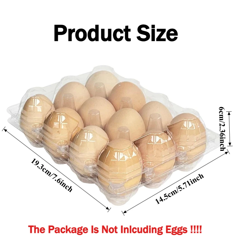 100Pcs 12-Count Plastic Egg Cartons Bulk Clear Reusable Egg Containers Holds Suitable for Farms Markets and Families