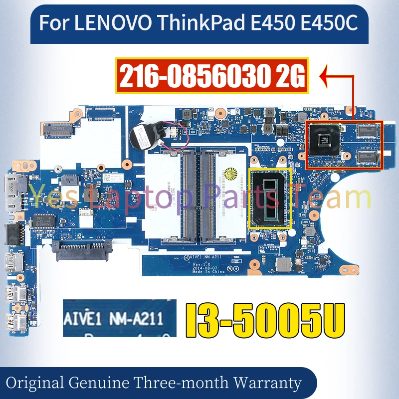 NM-A211 For LENOVO ThinkPad E450 E450C Laptop Mainboard 00UP293 SR27G 216-0856030 2G I3-5005U Notebook Motherboard 100％ Tested