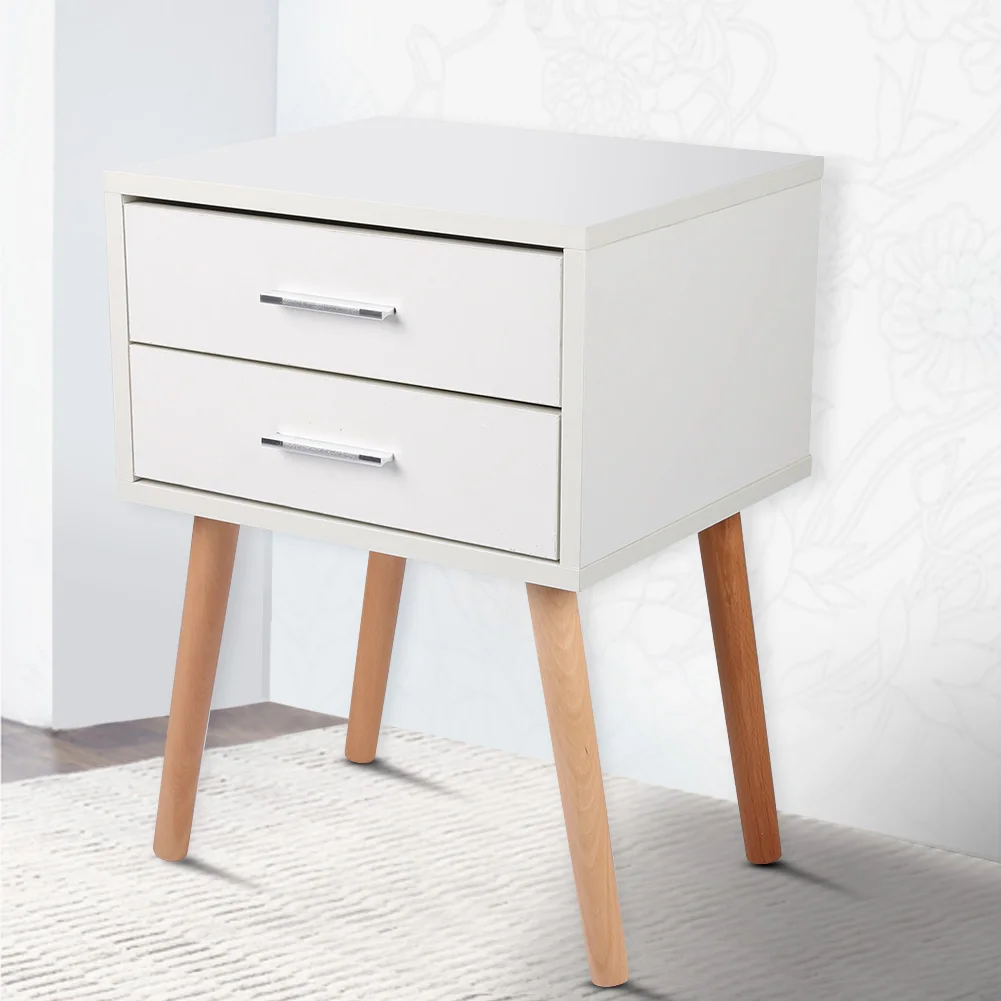 Bedside Table End Tables Storage Unit Stable Bedside Table with Two Drawers Floor Cabinet Bedroom Nightstand Storage Organizer
