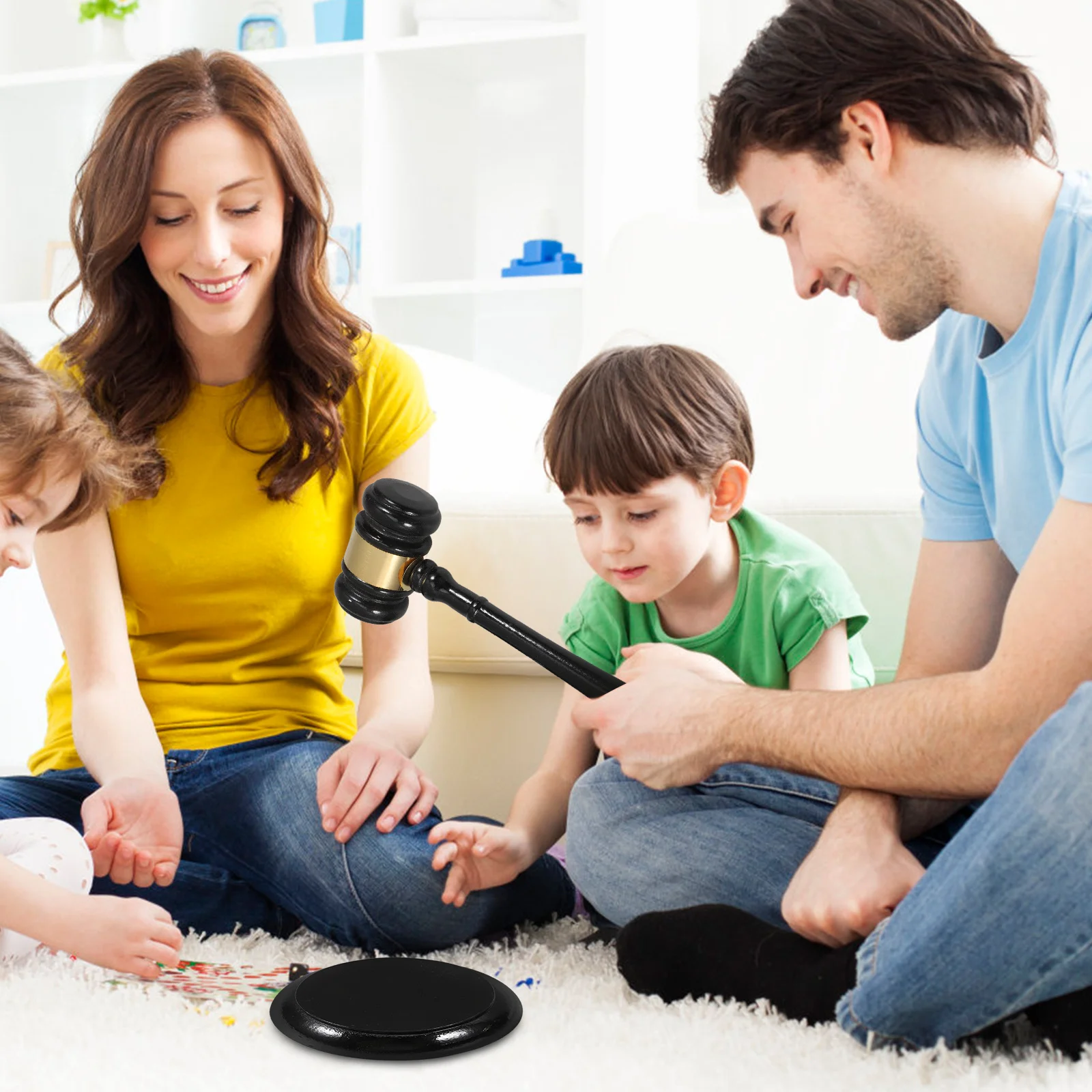 Martillo de madera maciza para niños, bloque de sonido, martillo de cancha para juez, abogado, subasta, mazo de madera, juego de rol, escritorio, 1 Juego
