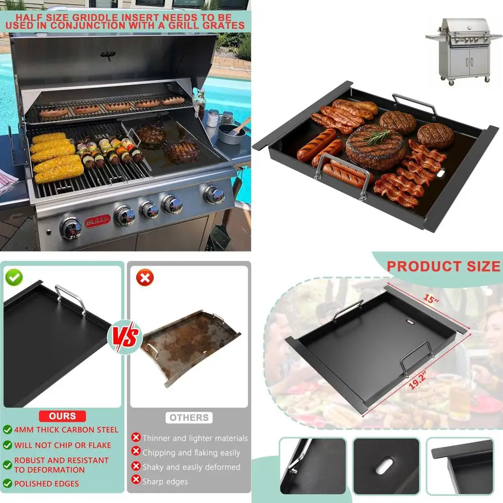 

Half Size Non-Stick Griddle for Bull Angus 41628/47628/41629, Outlaw 30 26039/26038, Premium 18248/18249, Lion L75000 Grills